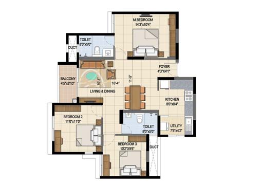 TVS Isle of Trees - floor plan -3bhk floor-plan