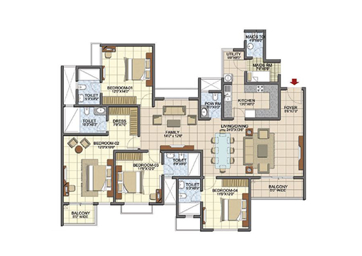 floor-plan TVS Isle of Trees - floor plan -4bhk